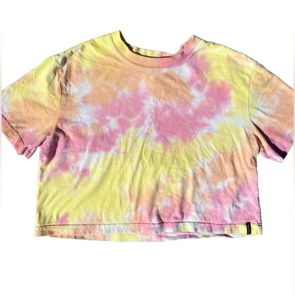 Volcom Girls Pastel Tie Dye Cropped Tee Shirt Size 8/10 - Picture 2 of 6
